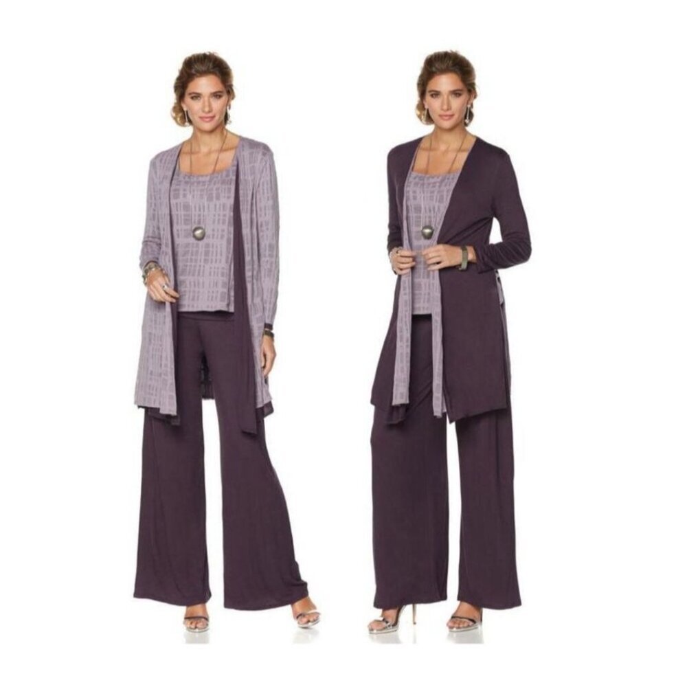MarlaWynne Reversible Long Cardigan Abstract Pattern Open Front Lagenlook Size M